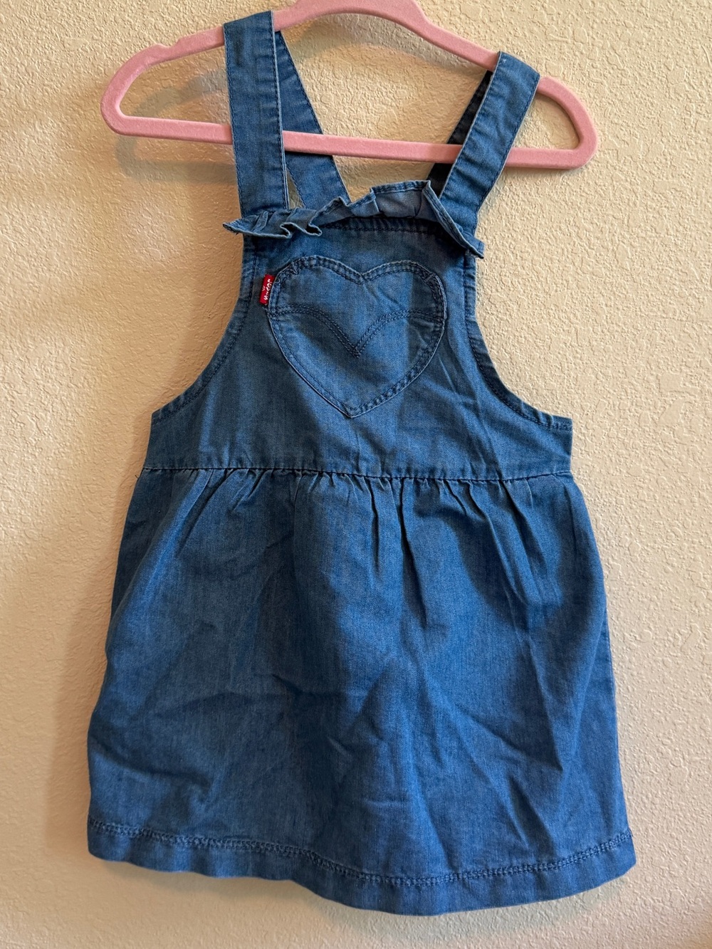 Levi's Blue Denim Heart-Pocket Overall Dress
